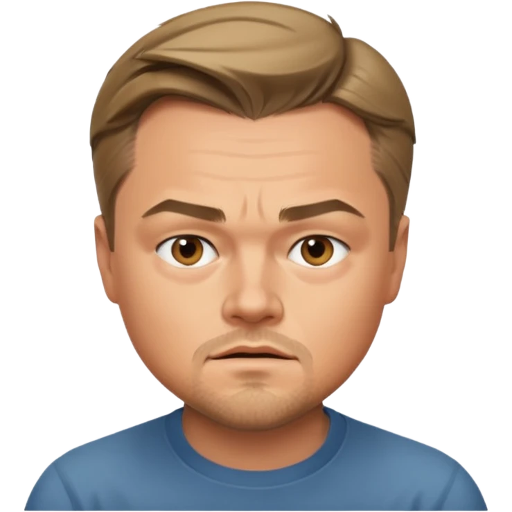 emoji of Leonardo DiCaprio, expressive face, short hair, no text emoji