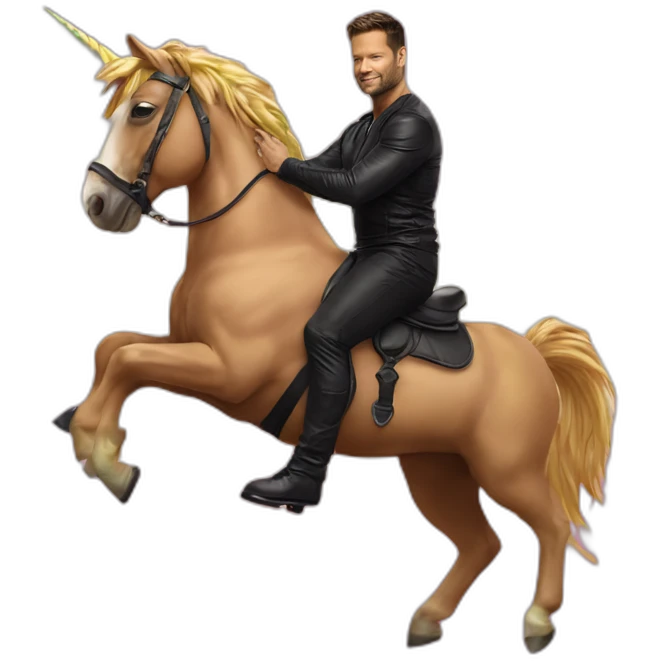 Ricky-Martin-Rides-RainbowUnicorn emoji