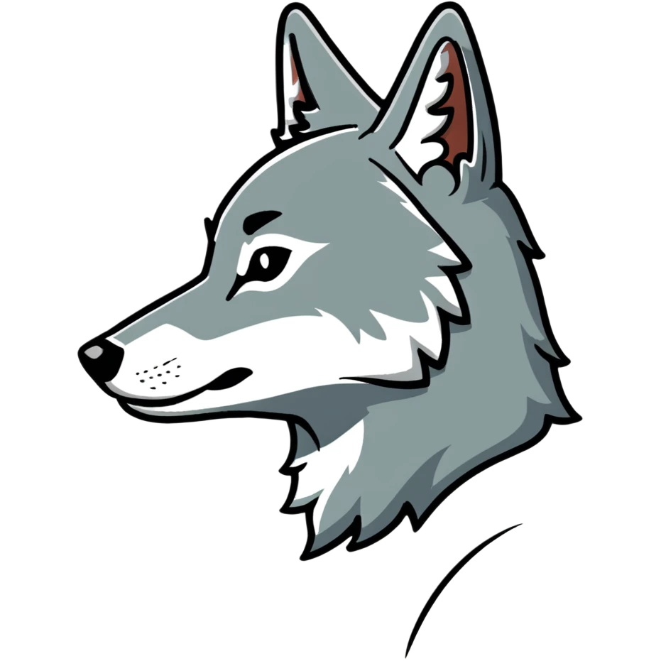 gray wolf profile, side view of head emoji