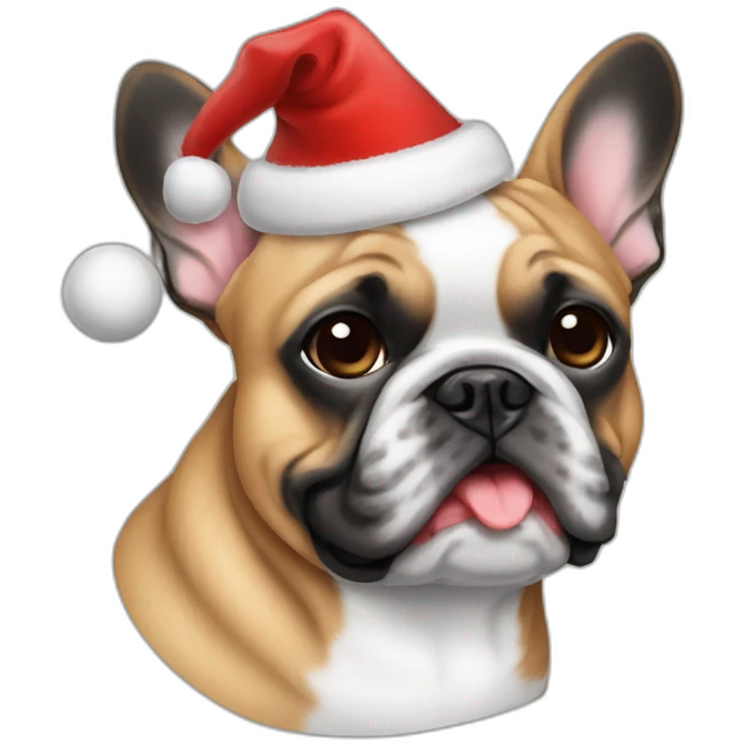 frenchie brindle christmas hat emoji
