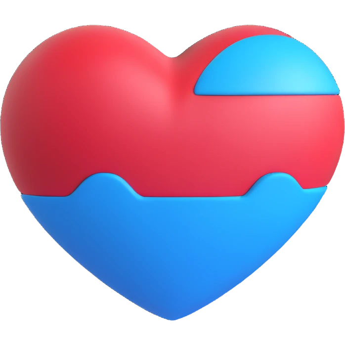 3D heart-shaped emoji, blue color, Microsoft 3D Fluent style emoji