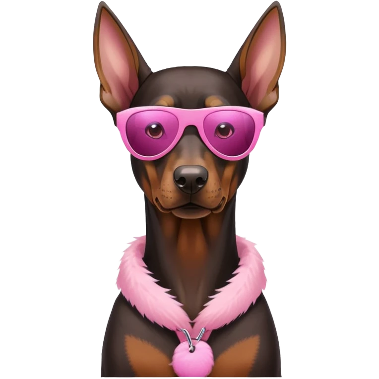 Doberman with  pink sunglasses emoji