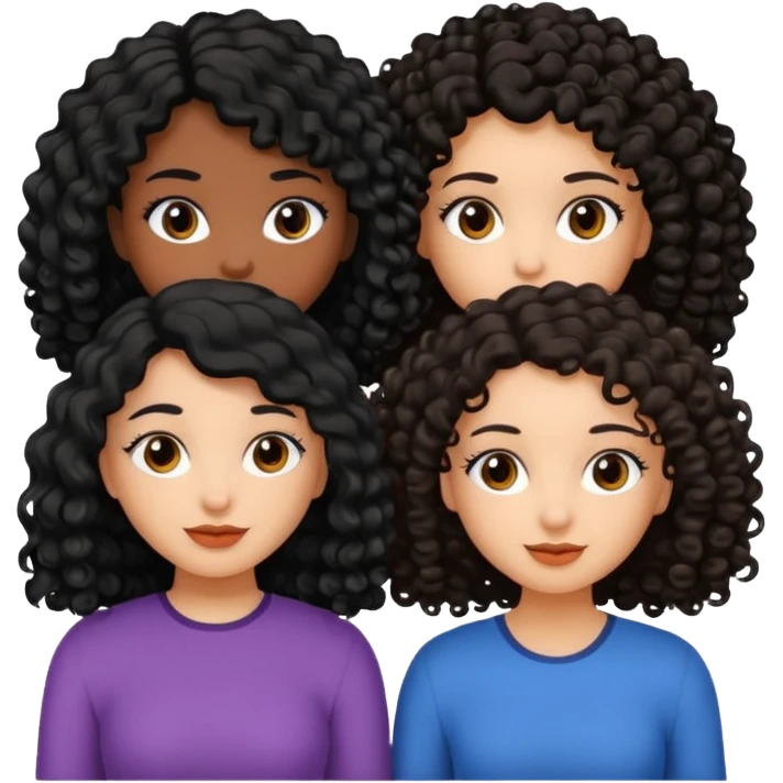 2 girl best friends. One who is African american with black hair and dark brown eyes. one who is white with curly dark brown hair and dark brown eyes. emoji