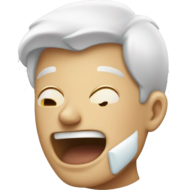 White man crying with woman laughing emoji