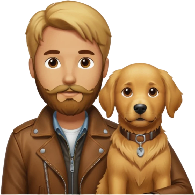 men with dog, 3 day beard emoji