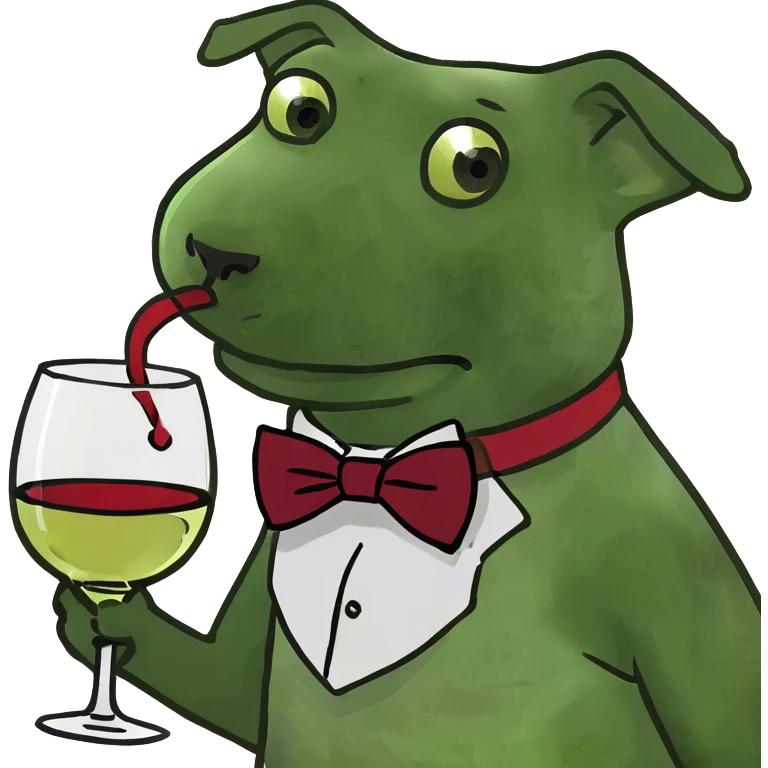 Dog drinking wine emoji