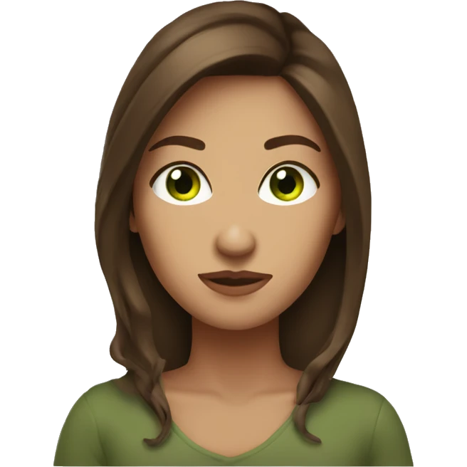 Green eye brown hair woman cozy emoji