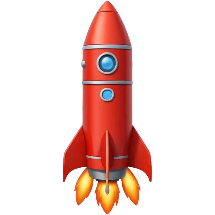 Vertical rocket ship made of layered red bricks emoji