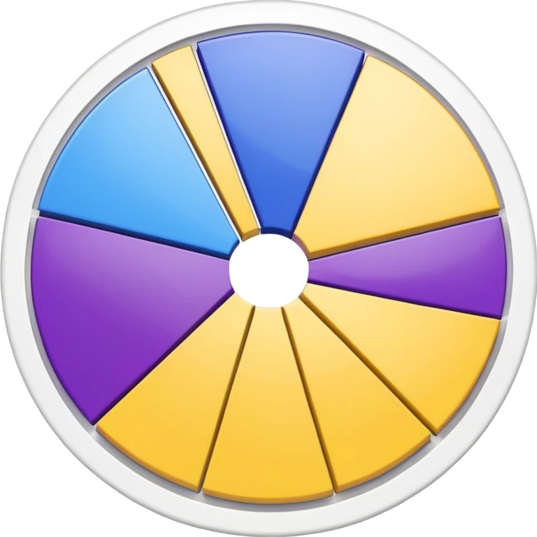 A pie chart with purple, yellow and blue colors only emoji