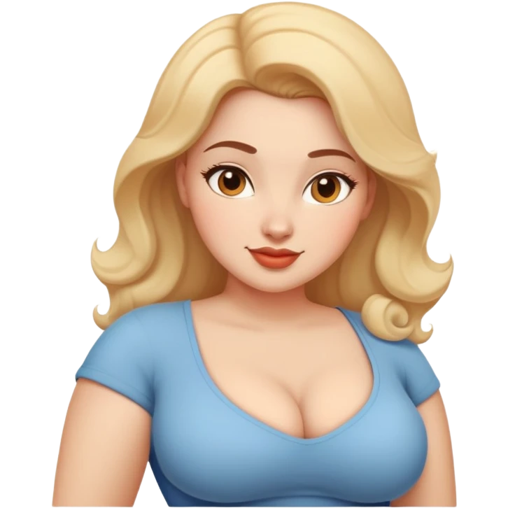 confident woman with curvy figure, large bust and hips, friendly expression emoji