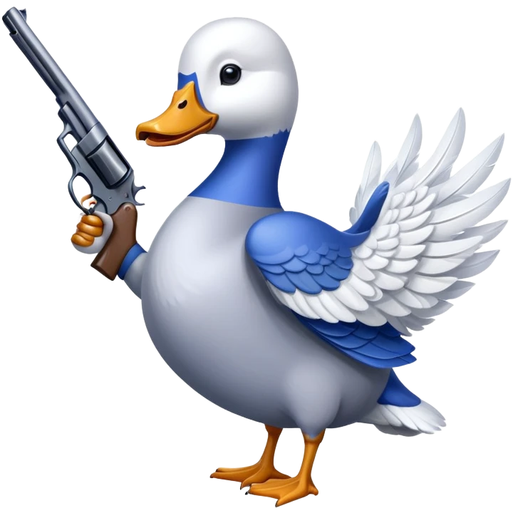 Blue Goose goose duck with pistol emoji
