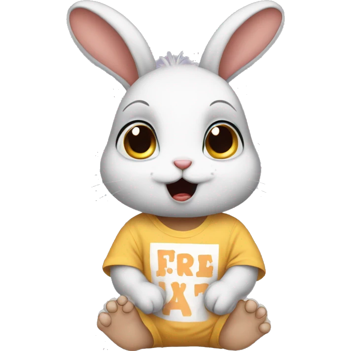 an anxious baby rabbit in t-shirt emoji