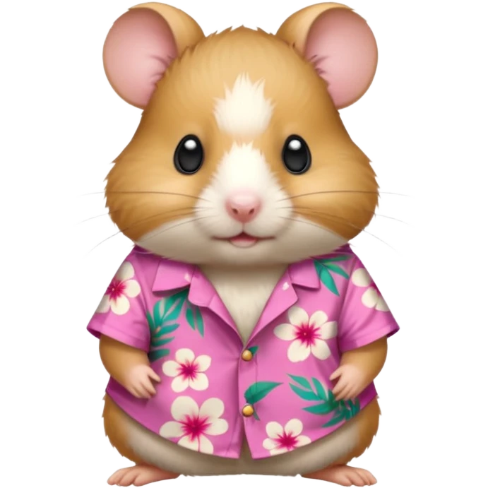 hamster, wearing pink floral aloha shirt. emoji