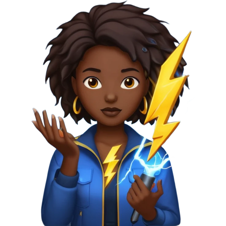 black woman holding lighting emoji