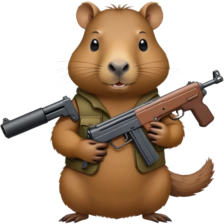 Capybara with mp40 gun  emoji