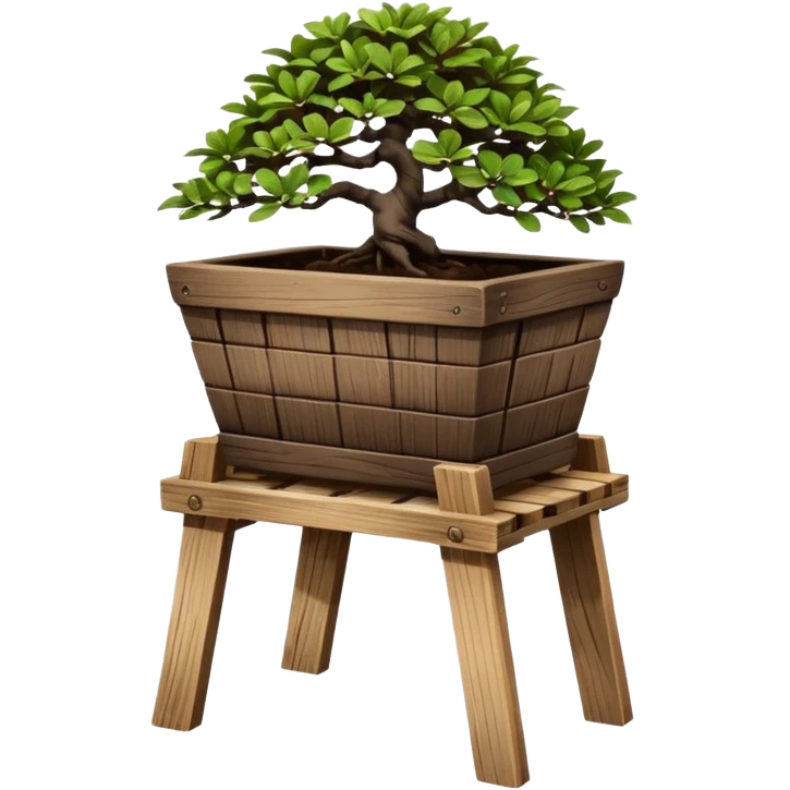 standing slanted bonsai pot Plant rack made from the wood of old oak pallets  emoji