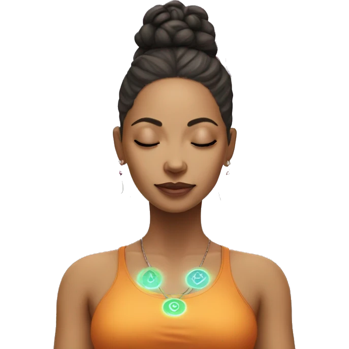 Light skin woman with 7 chakra symbols meditation  emoji