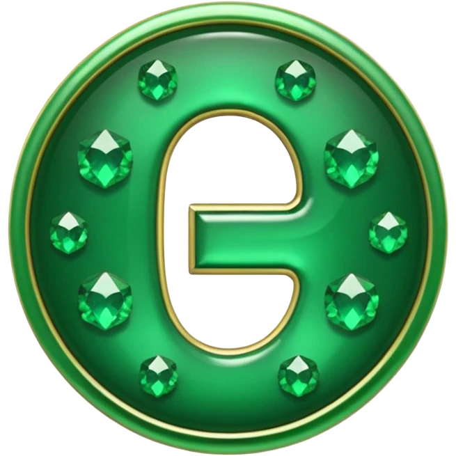Create a custom emoji badge featuring a stylized, glossy letter “S”. Theme it according to the Emerald rank from League of Legends. Use deep green gemstones, bright emerald glows, and polished metallic framing. Luxurious and clean.
] emoji