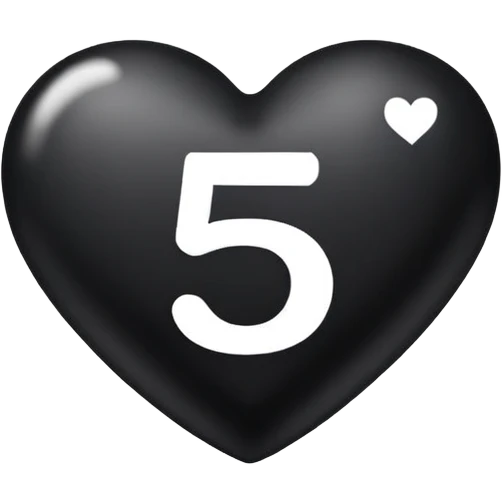 The number five in a black heart with white font emoji