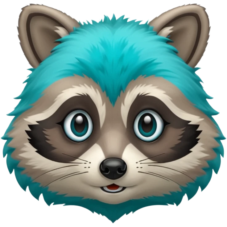 Turquoise racoon face emoji