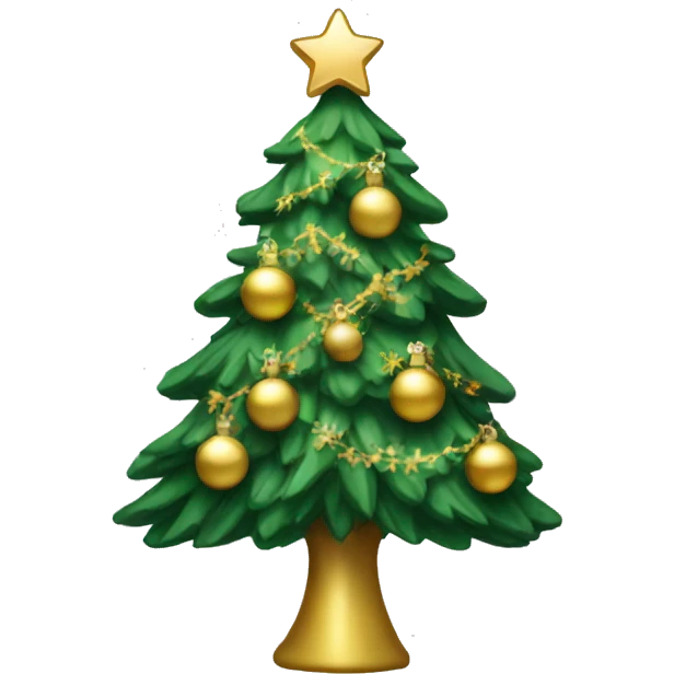 Christmas tree with snow and gold decorations  emoji