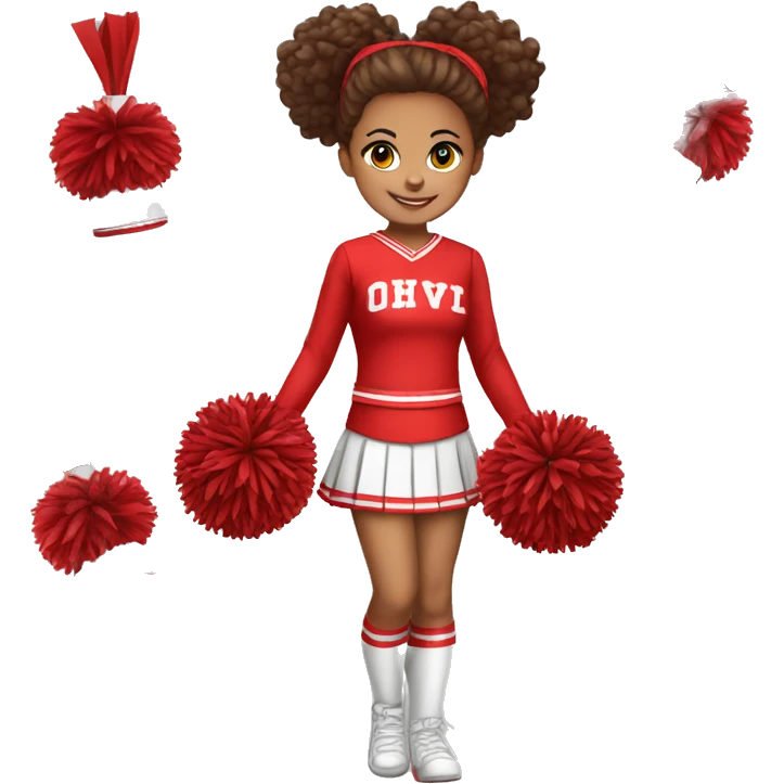 Girl cheerleader in red uniform pompoms emoji