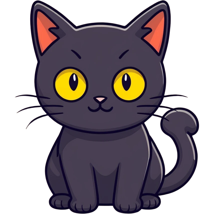 Black cat with yellow eyes  emoji