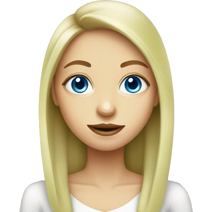 caucasian girl with blue eyes eating kiwi emoji