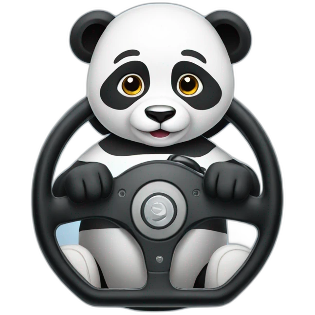 panda racer holding steering wheel emoji
