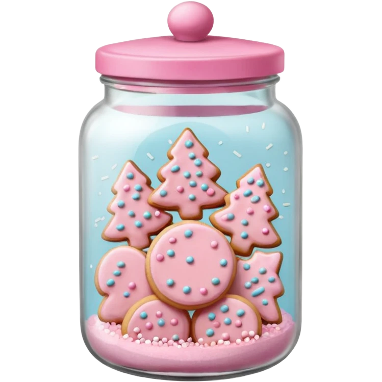 pastel pink christmas cookies in jar with pink lid  emoji