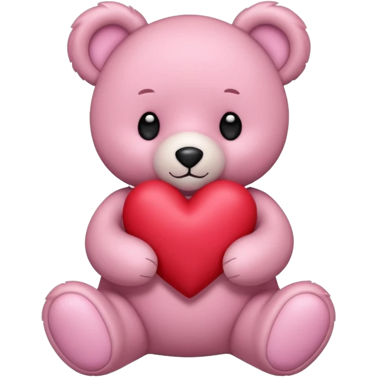 pink pastel teddy bear hold red heart emoji