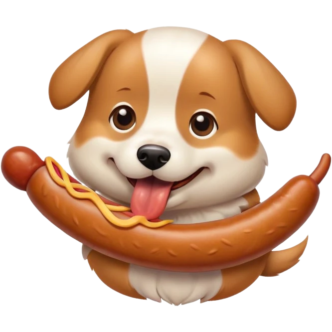 un chien qui mange une saucisse  emoji