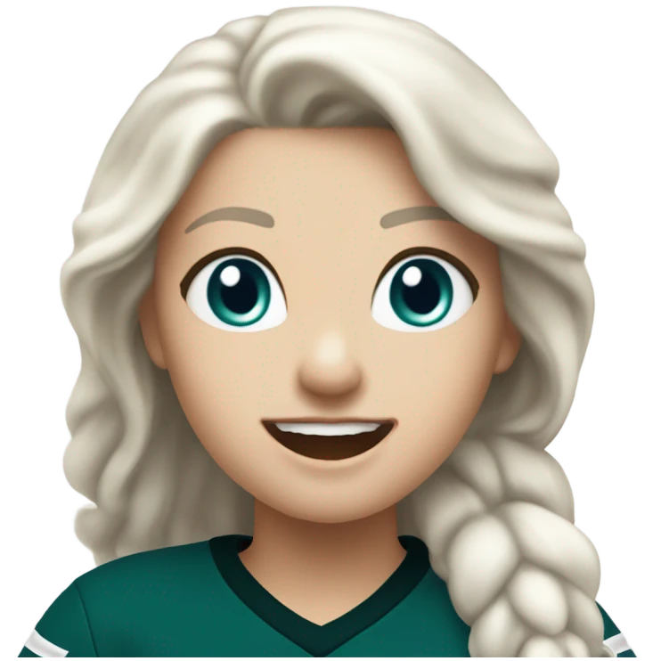 White female with light skin, white hair with blue eyes wearing Philadelphia Eagles jersey cheering  emoji
