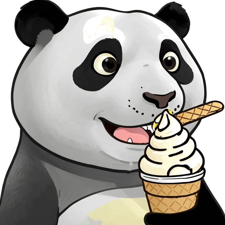 Panda eating ice cream emoji