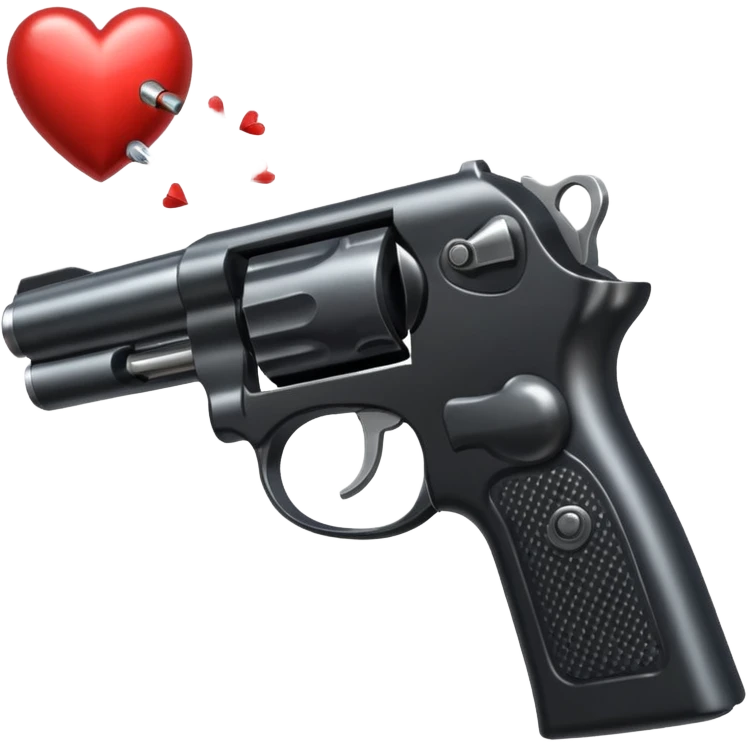 Black hand gun shooting a heart bullets out of the tip  emoji