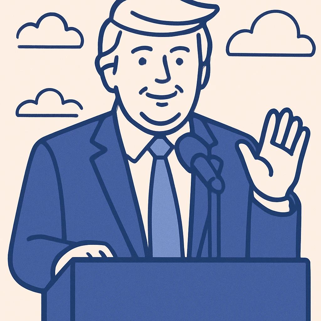 Donald Trump speaking at a rally emoji