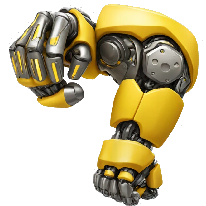 Yellow mechanical cyborg bicep that’s flexing emoji