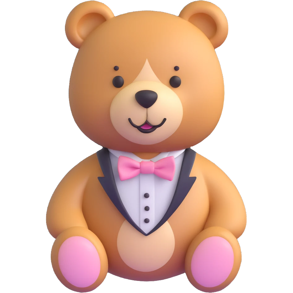 teddy bear with light pink bow tie emoji