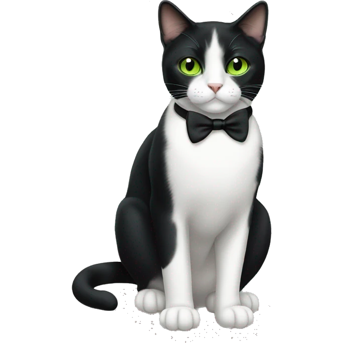 tuxedo cat mostly white green eyes emoji