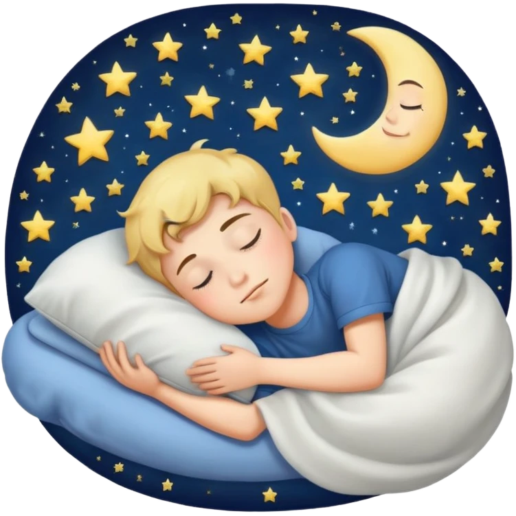 boy sleeping with Z symbols stars and moon in night sky emoji