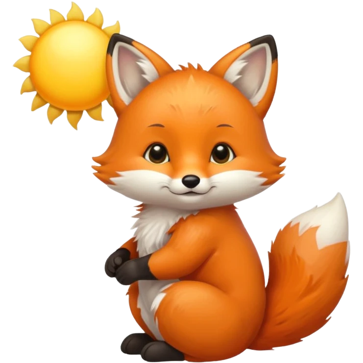 Baby fox carrying a sun ☀️🦊 emoji