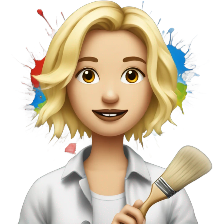 Blonde artist painting emoji