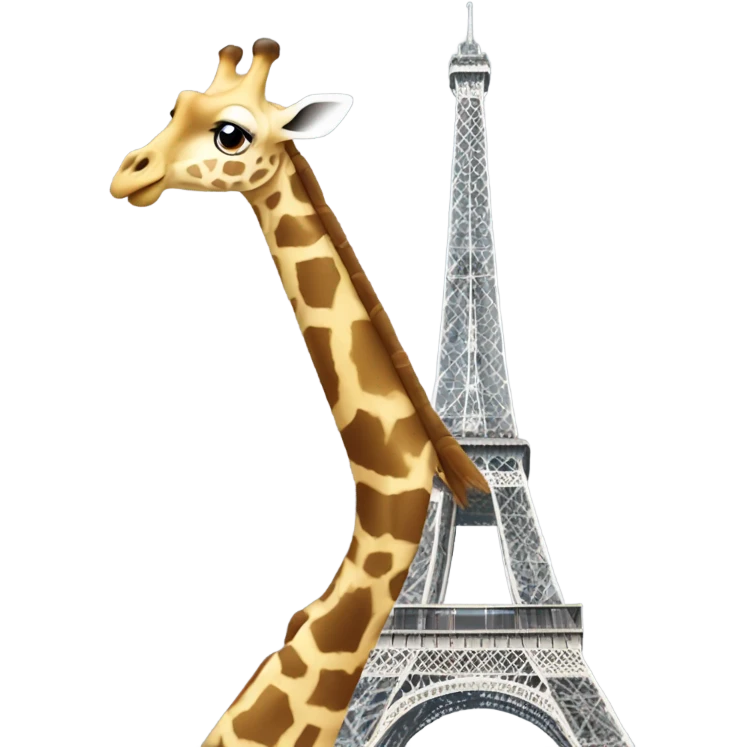 Giraffe standing in front of Eiffel Tower emoji