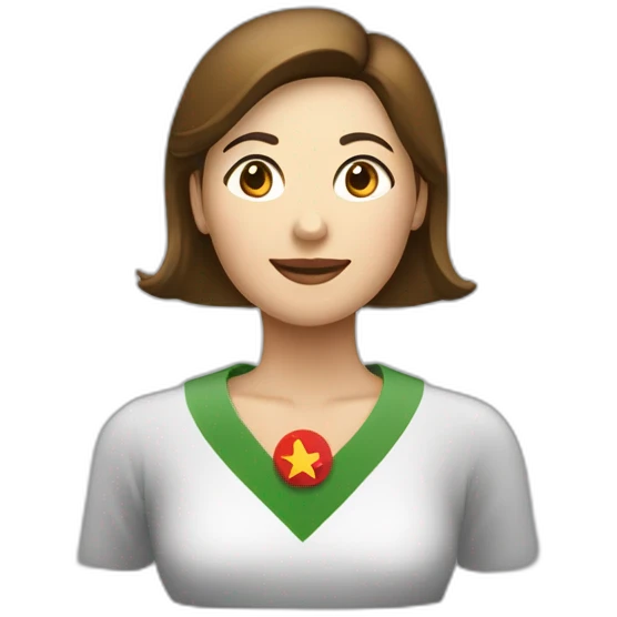 MUlher comemorando conquista com a mao fechada pra cima emoji