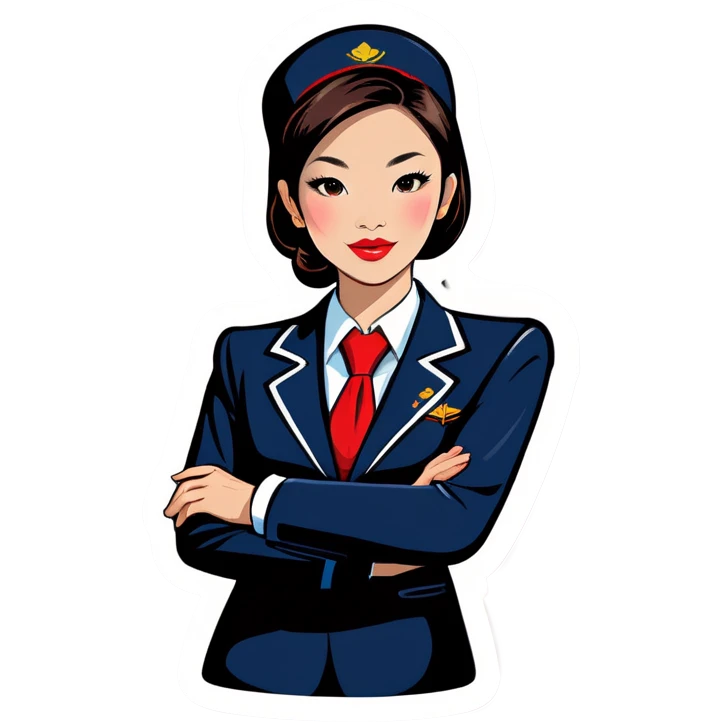 Red lips Asian flight attendant  emoji
