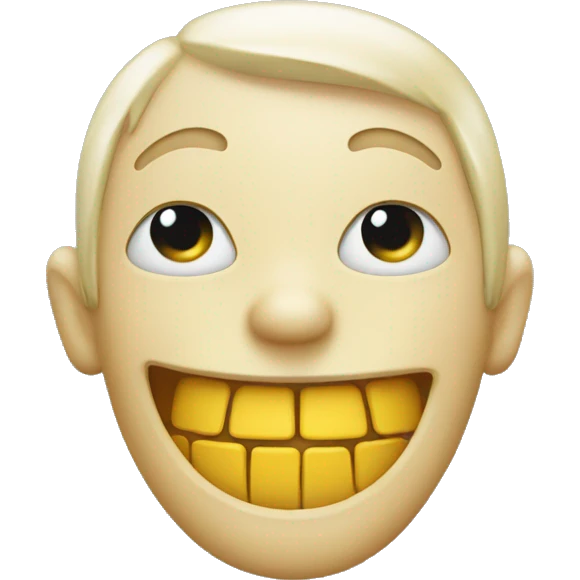 Smiling emoji with yellow bone in mouth emoji
