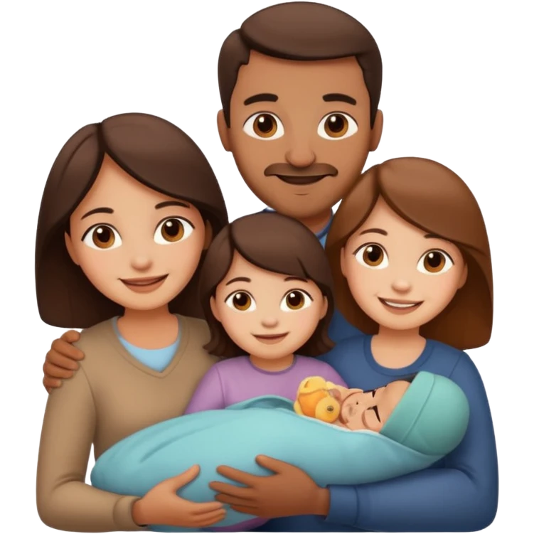 brown family with mom dad daughter son and baby emoji