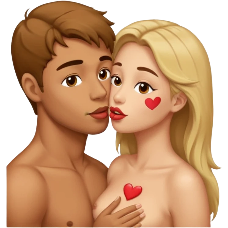 Homem com a boca nos peitos de uma mulher  emoji