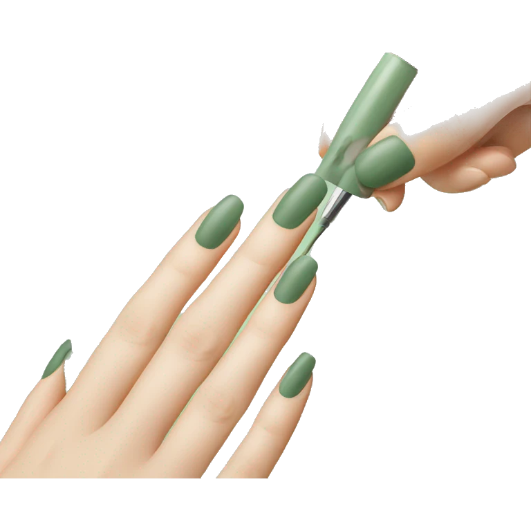 Nails being painted Sage green emoji