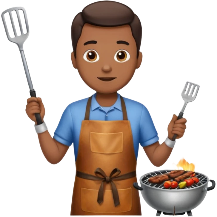 man grilling bbq with grill and apron emoji